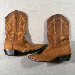 Women's Justin Brown Leather Cowboy Boots Western Stitched Rodeo 10B